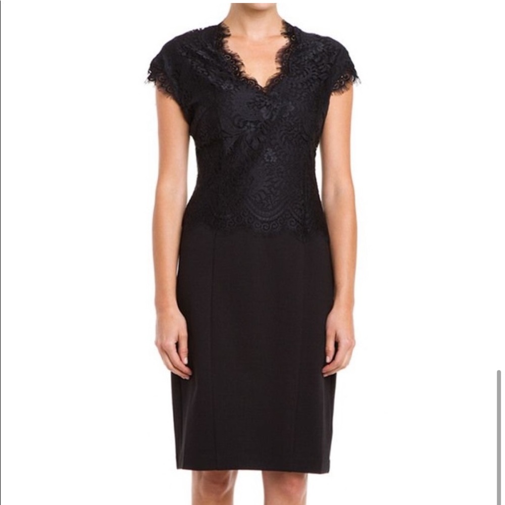 TED BAKER Black Lace Bodycon Pencil Sarvani Lace Bodice Cocktail Dress Size 5